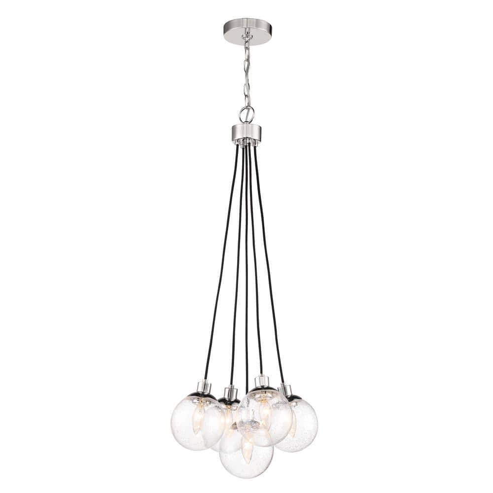 Craftmade Que 40 Watt 5 Light Chrome Finish Diningkitchen Island Pendant Light W Seeded Glass 0816