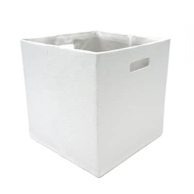 white fabric storage bins