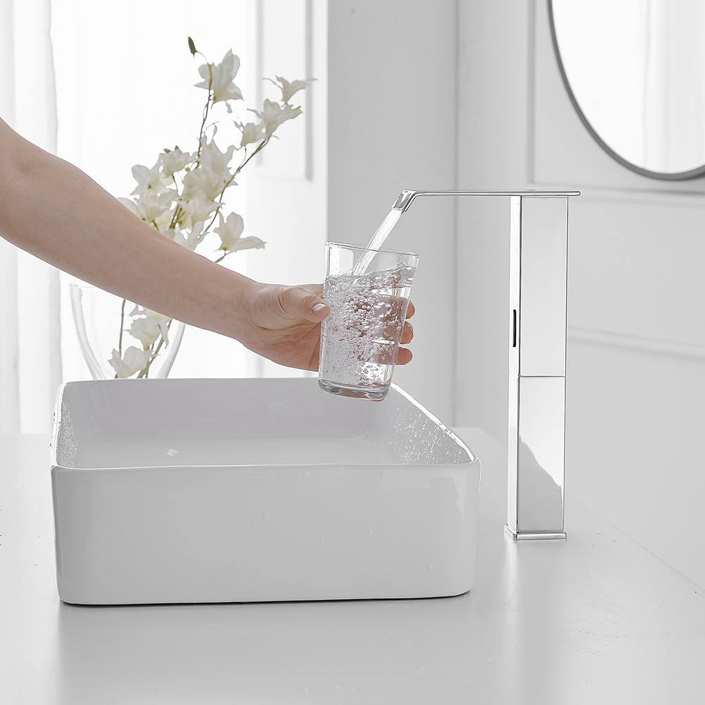 Polished Chrome Touchless Vessel Sink Faucet with Pop Up Drain