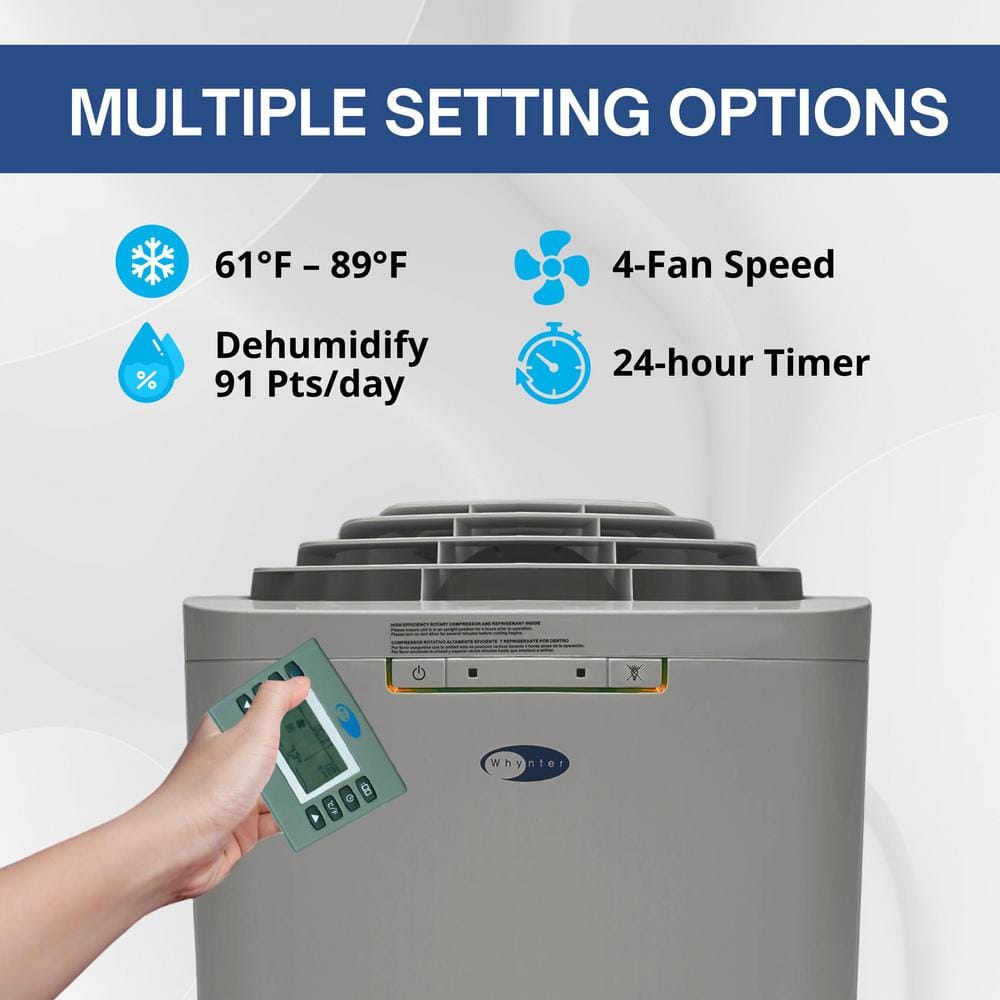 Whynter 13000 BTU Gray Portable Air Conditioner with Heater and Remote