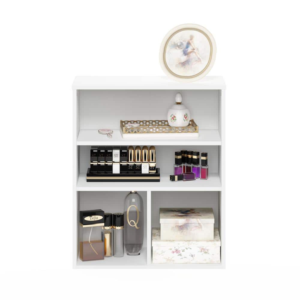 White Adjustable 4-Shelf Contemporary Wood Bookcase