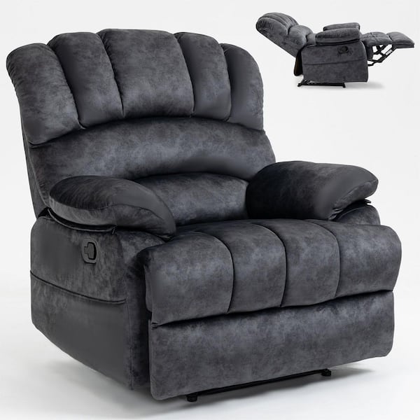 40 in. W Dark Gray Manual Recliner Chair with Large Back