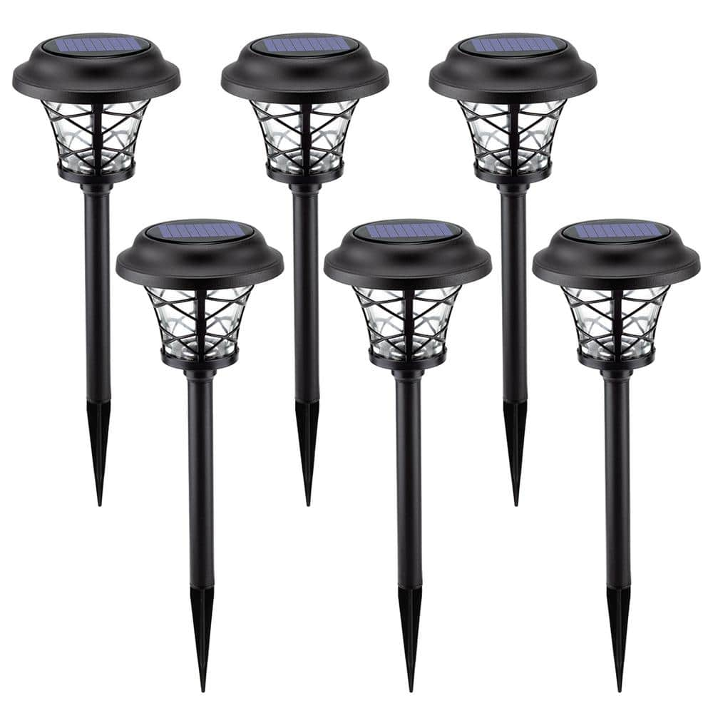 GIGALUMI Solar Black Integrated LED Path Light with Waterproof (6-Pack ...