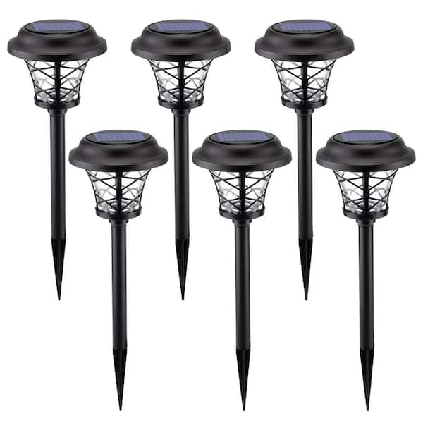 GIGALUMI Solar Black Integrated LED Path Light with Waterproof (6-Pack)