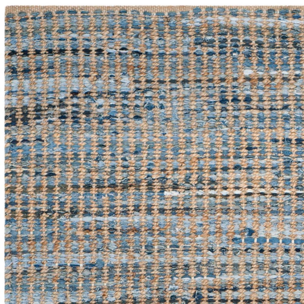 Cape Cod Blue and Natural Handmade Flat Woven Jute Rug 4' x 6'