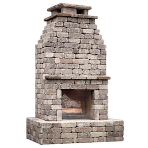 Rockwell 47.25 in. x 66.875 in. x 105.5 in. Timberwood Blend Outdoor Weathered Concrete Fireplace Kit
