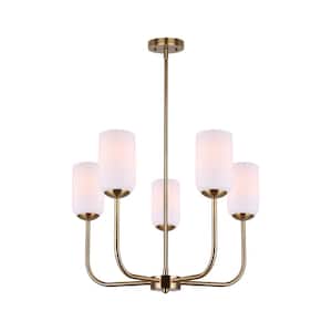 Novalee 5 Light Gold Modern Chandelier for Dining Rooms and Living Rooms