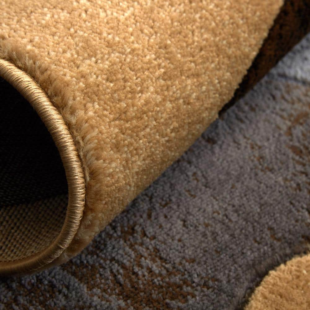 Tribeca Brown and Grey Abstract Round Tufted Area Rug