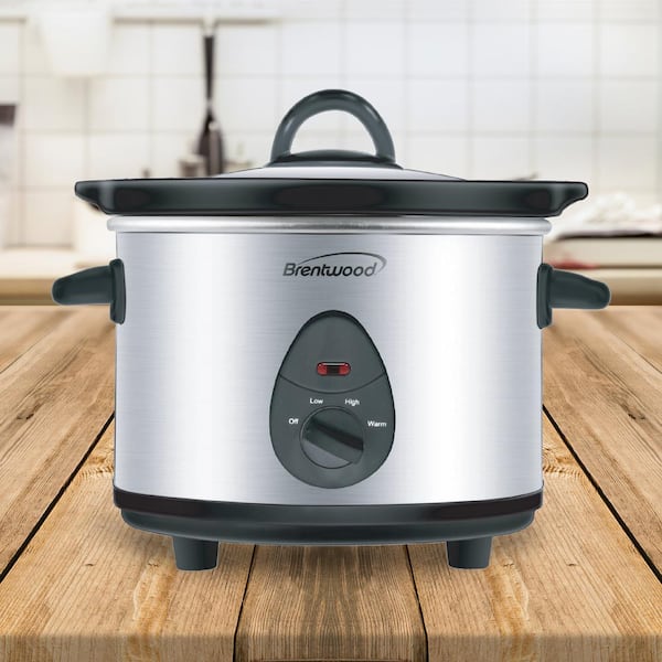 Brentwood 1.5 qt. Silver Slow Cooker in Stainless Steel with 3 Settings  985114318M - The Home Depot