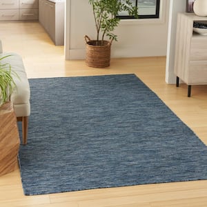 Washable Solutions Navy Blue 6 ft. x 9 ft. Diamond Contemporary Area Rug