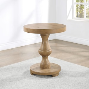 Dory 22 in. Sand Brown Wood Round End Table