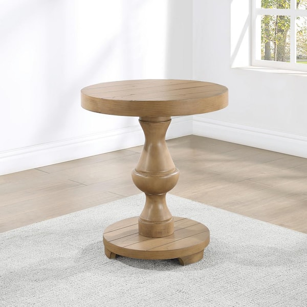 Steve Silver Dory 22 in. Sand Brown Wood Round End Table