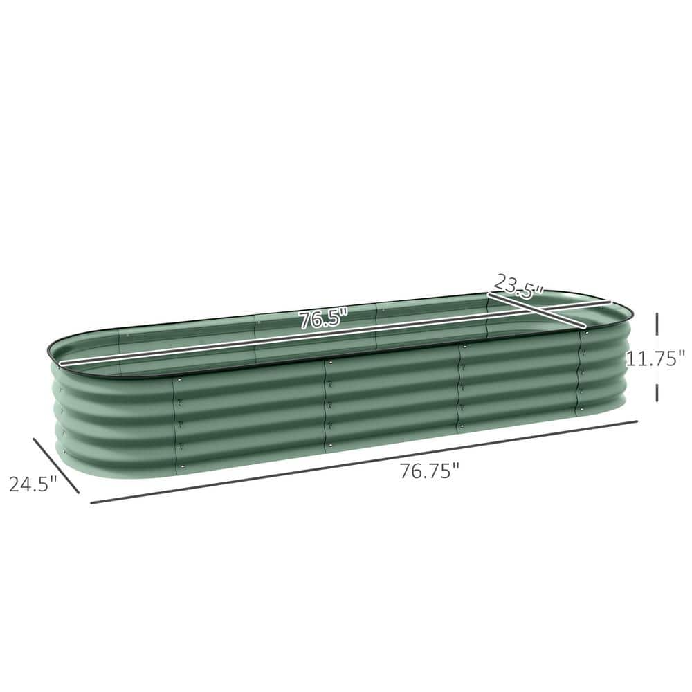 Green Galvanized Steel Oval Raised Garden Bed with Safety Edging