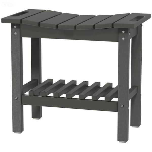 Weather Resistant Outdoor Side Table-HDPE Construction with Non-Slip Feet, Easy Assembly for Outdoor (Dark Gray)