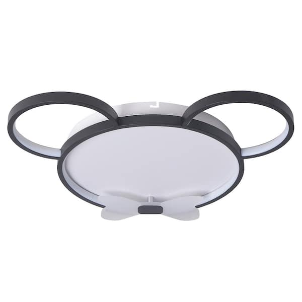 aiwen 24 in. 3-Light White Black Lovely LED Flush Mount