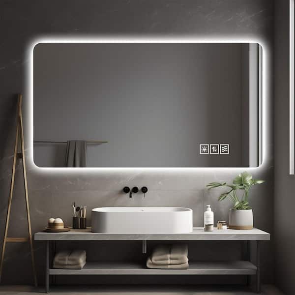 48.00 in. W x 24.00 in. H LED Modern Rectangle Framless Wall Mirror