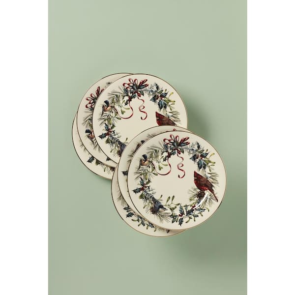 Winter Greetings 6-Piece Ivory Bone China Salad Plate Set (Set of 6)