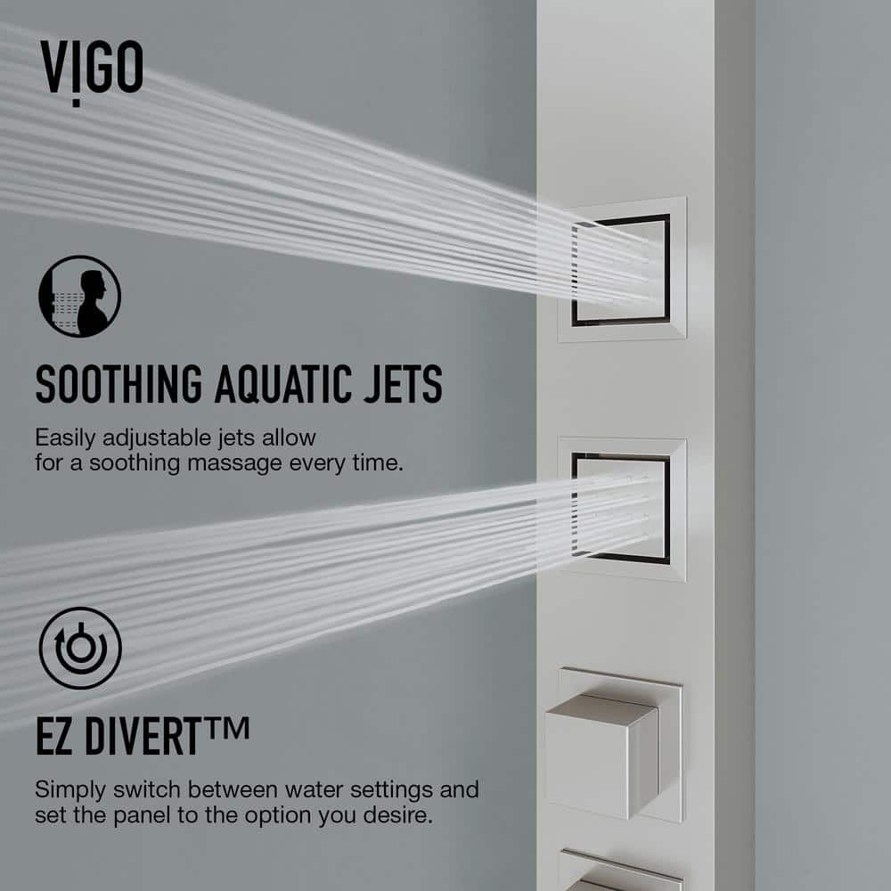Sutton 58" Stainless Steel 4-Jet Shower Panel with Handheld Showerhead