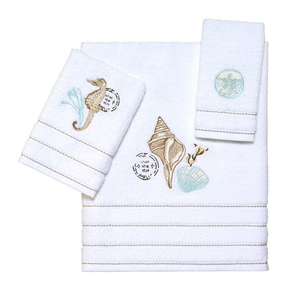 Avanti Linens 3-Piece White Modern Farmhouse Cotton Towel Set 03916X-3PCST  WHT - The Home Depot