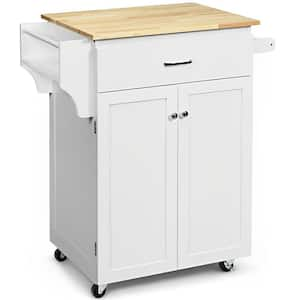 Costway White Kitchen Island with 2-Door Storage Cabinet HW64505 - The Home  Depot