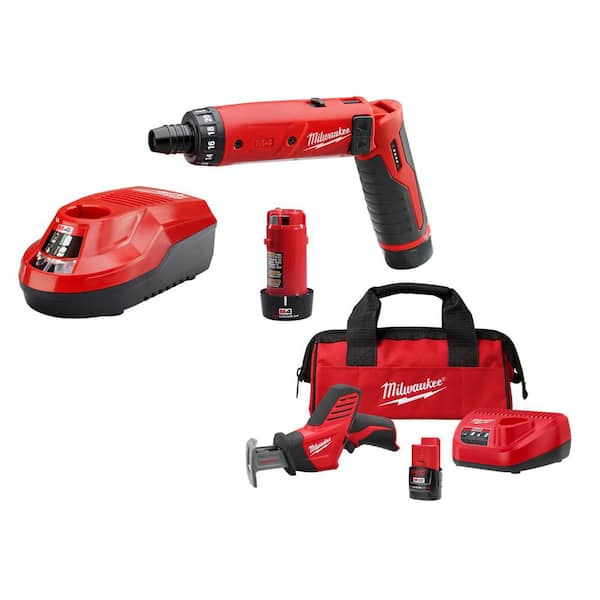M4 4V Lithium-Ion Cordless 1/4 in. Hex Screwdriver 2-Battery Kit, & HACKZALL Kit