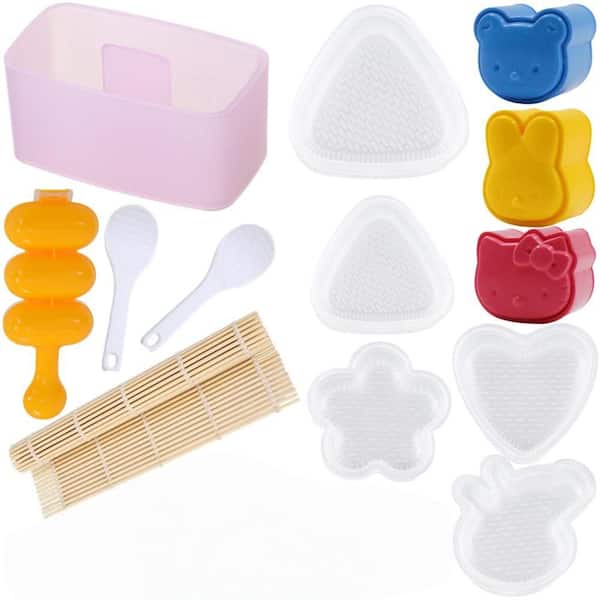Onigiri Mold Set with Spam Musubi Maker Press, Mold, and Sushi Rolling Mat for Lunch Bento and Home DIY Making (13-Pack)