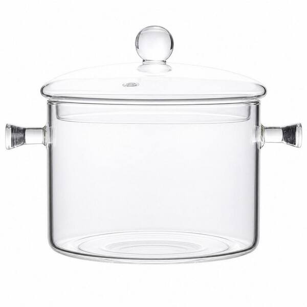 1-Piece Clear Glass 50 oz. Cooking Pot, Heat-Resistant Borosilicate Glass Handmade Cookware Set Stovetop Pot, for Pasta
