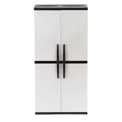 Hdx Plastic Freestanding Garage Cabinet, Free Standing Storage Cabinets With Doors