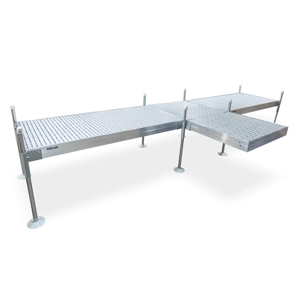 Tommy Docks 8 ft. Shore T-Style Aluminum Frame with Gray Titan Platinum Series Complete Dock Package for Boat Dock Systems