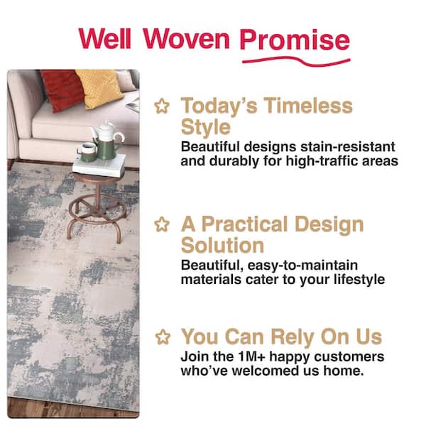 Barclay Kalia Modern Abstract Grey Green 5 ft. 3 in. x 7 ft. 3 in. Area Rug