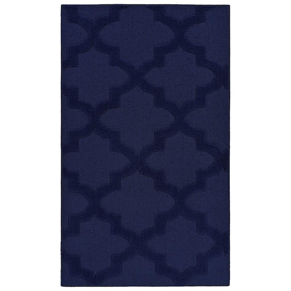 Garland Rug Navy Quatro 3 ft. x 5 ft. Cut-loop Trellis Area Rug