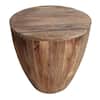 THE URBAN PORT Arthur 21 in. Brown Round Mango Wood Top Handcarved Distressed Side End Table with Distressed Details UPT-32183