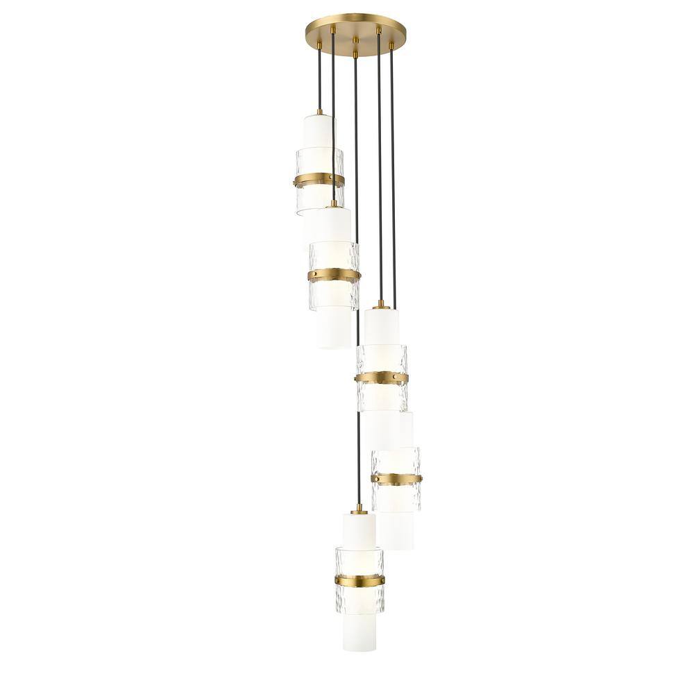 Cayden 12 in. 5-Light Modern Gold Round Chandelier with Clear Plus Etched O