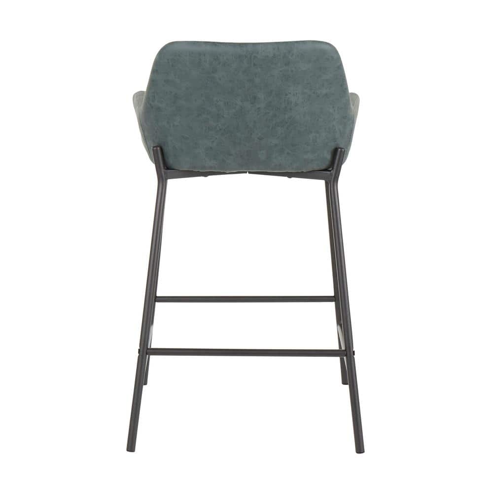 Daniella Green Faux Leather Industrial Counter Stools Set