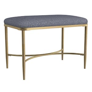 Wimberly Gold with Blue Metal Backless Vanity Stool
