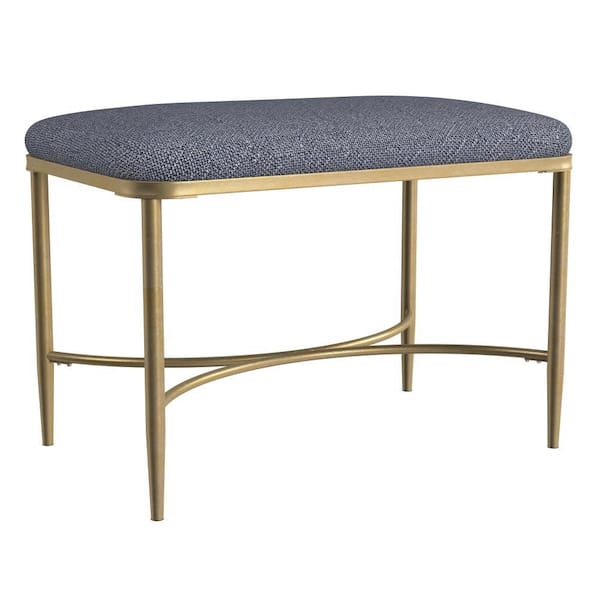 Hillsdale Wimberly Gold with Blue Metal Backless Vanity Stool