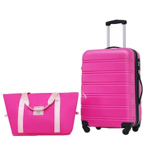 2-Piece Pink ABS Hardshell 24 in. Spinner Luggage Set with Travel Bag, TSA Lock, 3-Step Telescoping Handle