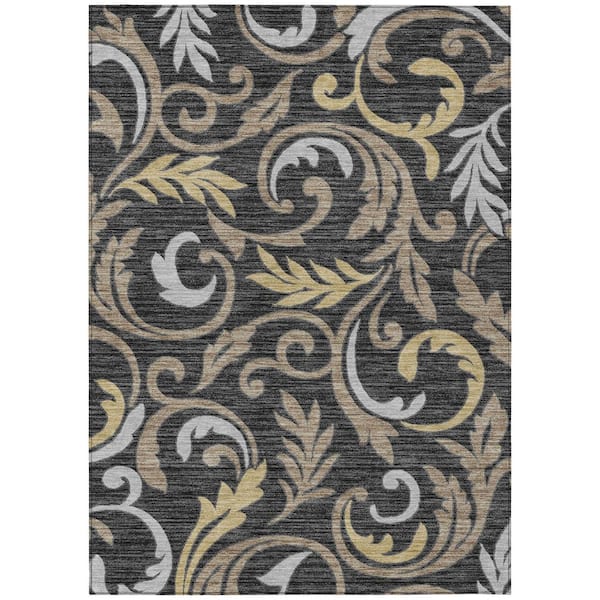 Chantille Machine Washable Indoor/Outdoor Abstract ACN3102 Black 3 ft. x 5 ft. Area Rug
