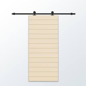 36 in. x 96 in. Beige Painted Composite MDF Paneled Interior Sliding Barn Door with Hardware Kit
