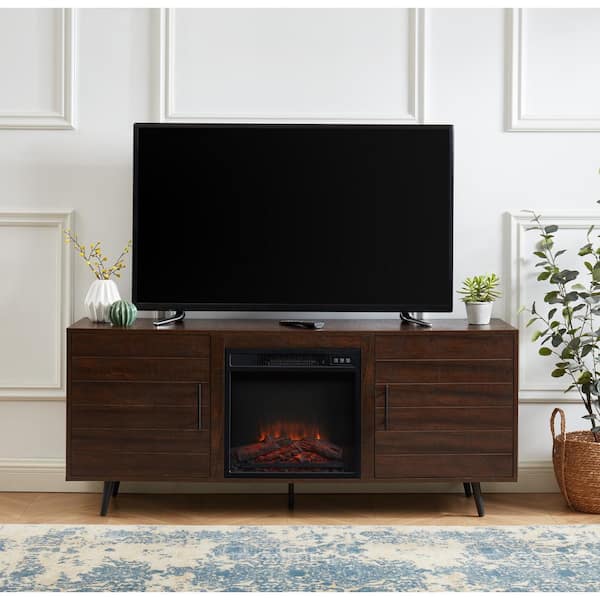 EDYO LIVING 60 in. Rustic Farmhouse Electric Fireplace TV Stand in Espresso