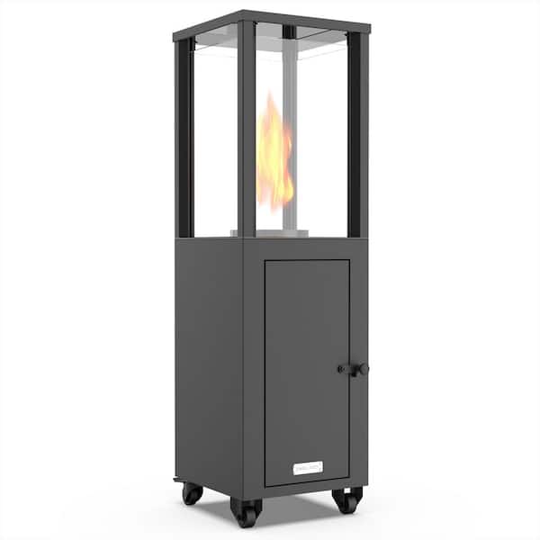 23,400 BTU Steel Wood Pellet Standing Patio Heater with Wheels-Black