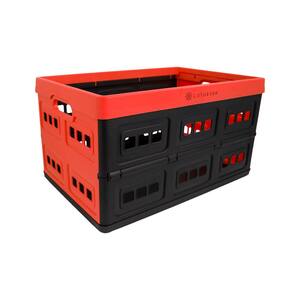 Foldable 48 Qt. Perforated Storage Crate in Red/Black