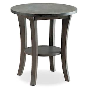 Driftwood Collection 24 in. Rustic Gray Wire Brushed Driftwood Round Side Table