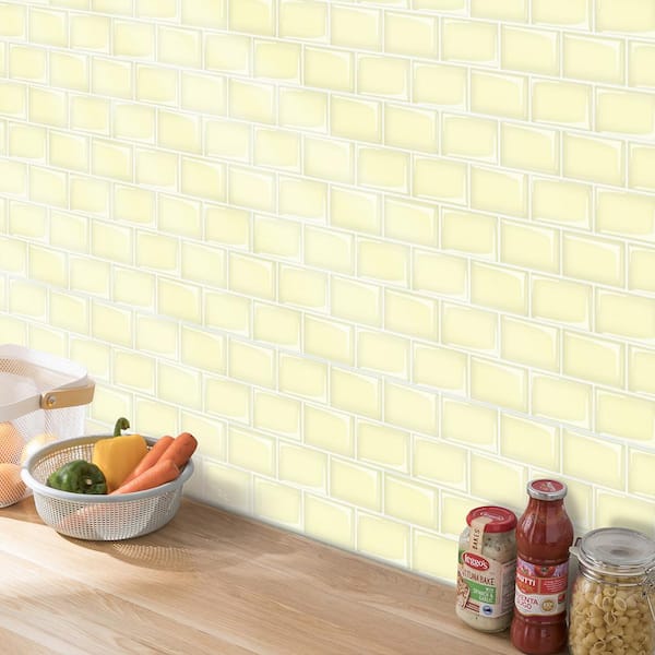 Subway Beige 12 in. x 12 in. Vinyl Peel and Stick Tile Backsplash (10 sq.ft./pack)