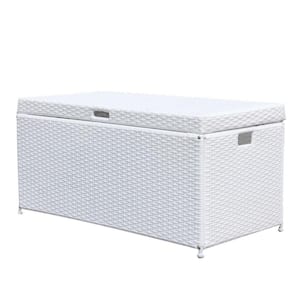 White Wicker Patio Furniture Storage Deck Box