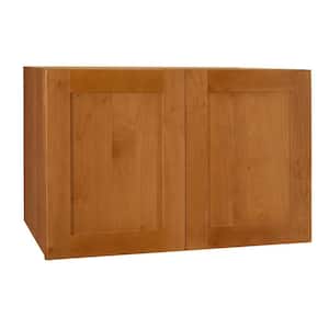 Hargrove Cinnamon Stain Plywood Shaker Assembled Deep Wall Kitchen Cabinet Soft Close 36 in W x 24 in D x 12 in H