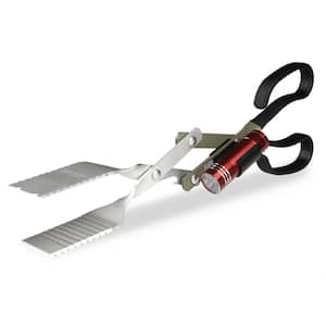 BBQ Croc 15 in. 3 in. 1 BBQ Tongs, Spatula and Grill Scraper with Clip-On Light