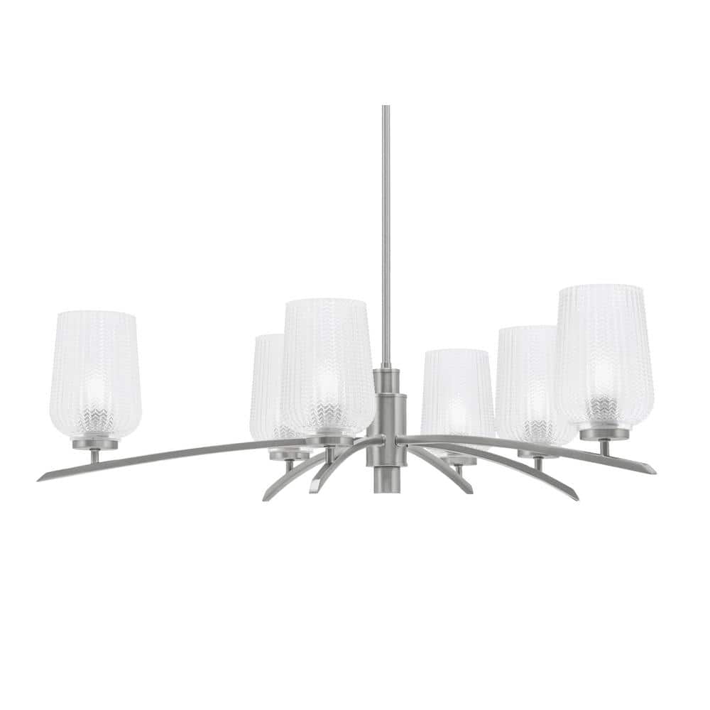 Siena 31 in. 6-Light Graphite Chandelier with 5 in. Clear Textured Glass Sh