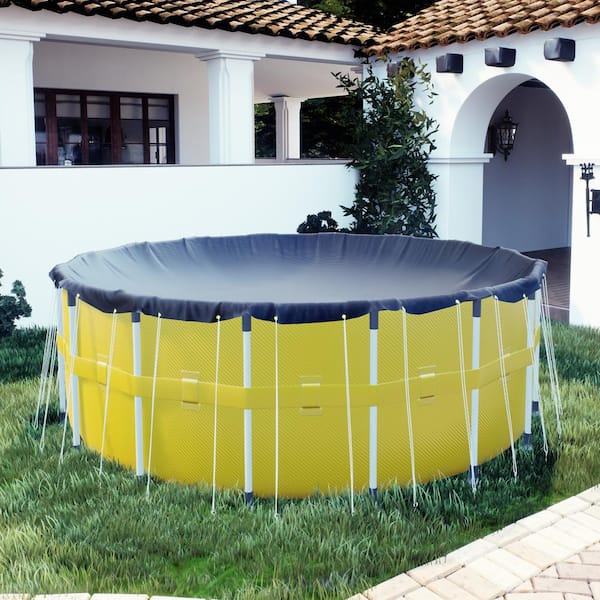 COLOURTREE 15 ft. Diameter Premium Plus Round Navy Blue Above Ground Winter Pool Cover with 4 ft. Overlap - 140 GSM