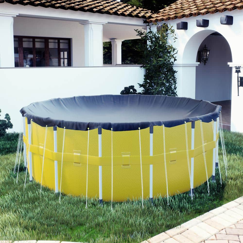 COLOURTREE 28 ft. Diameter Premium Max Round Navy Blue Above Ground Winter  Pool Cover with 4 ft. Overlap - 180 GSM TFDD28-7 - The Home Depot